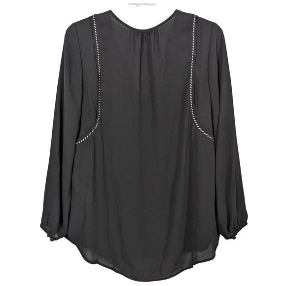 J. Crew black with white and black cording outline Tassel front Tunic 2 - Picture 2 of 6